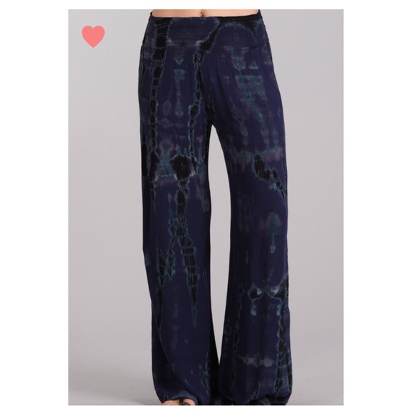 sewchicboutique Pants - BEST SELLER! Midnight Blue Tie Dye Palazzo Pants